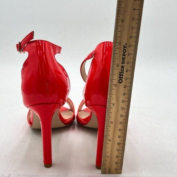 FSJ Red Peep Toe Sandals High Heels Pumps Cross Strap Two Piece Summer Shoes - Picture 5 of 8